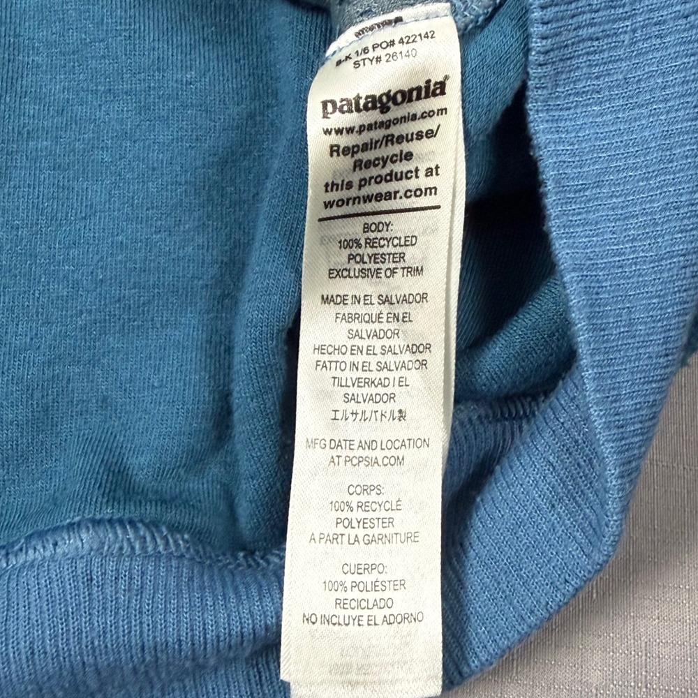 Patagonia Mens XL Blue Fleece Pullover Sweatshirt Mock Neck Button Pockets Logo - Picture 8 of 9